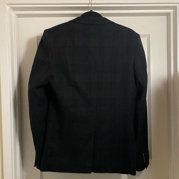 Zara Man Black Gingham Checker Pattern Cotton Wool Blend blazer suit jacket - Picture 10 of 15